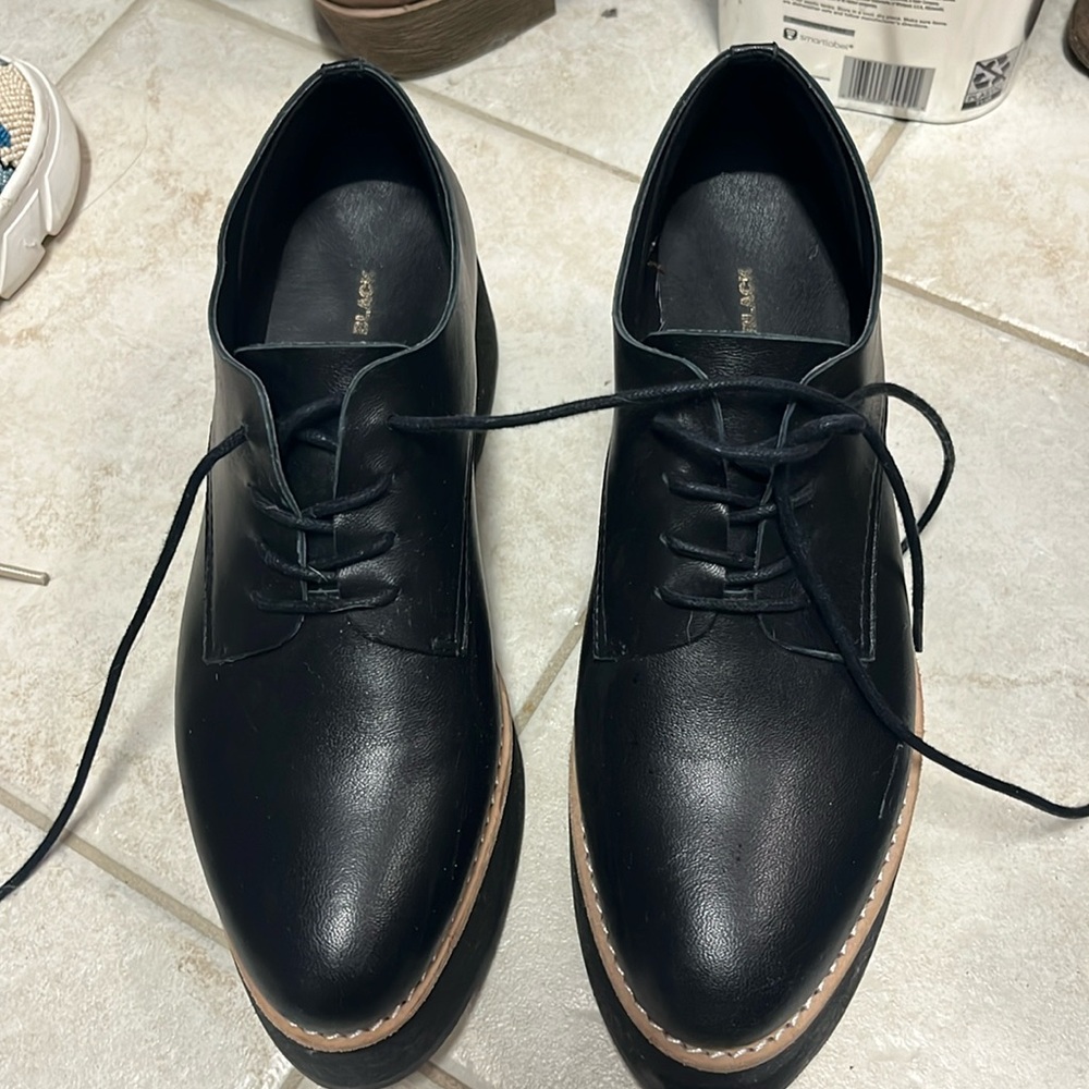Black lace up platform shoes